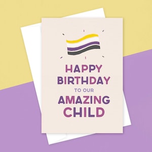 Happy Birthday unser tolles Kind—Non-Binary, LGBT+, Feier, Geburtstagskarte, Alternative, Abenteuer—