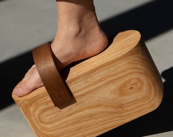 White Ash & Teak Wood Flip Stool: Decorative Step Stool