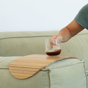 Armrest Tray for Sofa or Bed Made of Wood Easy to Fold up, Couch Table Placemat Tray for Breakfast in Bed, Wood Sofa Arm Tray for Drinks