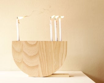 Handcrafted Wooden Menorah | White Ash Hanukkah Menora | Rustic Judaica Decor | Traditional Hanukkah Candle Holder | Unique Jewish Gift