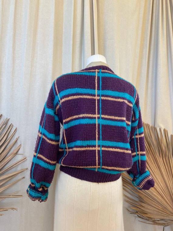 Fisherman slouchy knit crewneck sweater colorbloc… - image 5