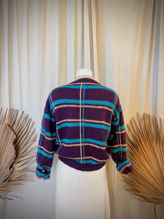 Fisherman slouchy knit crewneck sweater colorbloc… - image 6