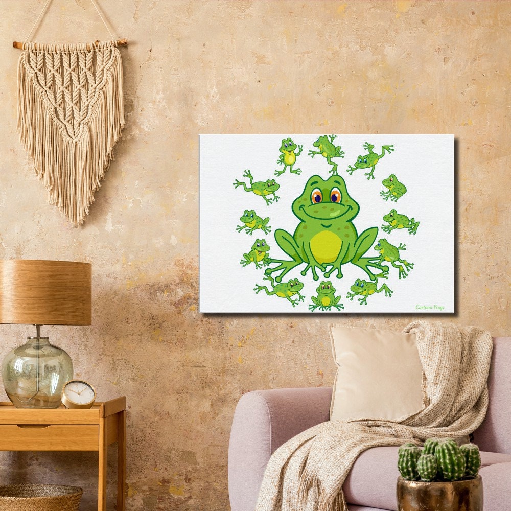 Cartoon Frogs Wall Art Canvas Digital Print Picture Great for Kids and ...