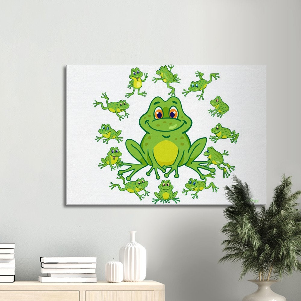 Cartoon Frogs Wall Art Canvas Digital Print Picture Great for Kids and ...