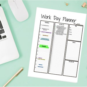 Daily Work Day Organizer | Work Day Planner | Digital Work Day Planner Page