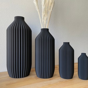 Dekovase, Vase, 3D Druck, Bodenvase, Pampasgras, Trockenblumen, Dekoration, IV schwarz matt