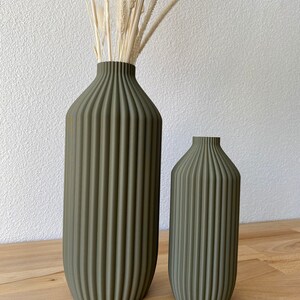 Dekovase, Vase, 3D Druck, Bodenvase, Pampasgras, Trockenblumen, Dekoration, IV grün matt