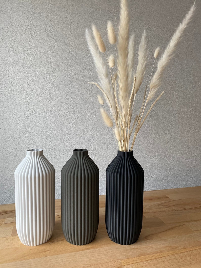 Dekovase, Vase, 3D Druck, Bodenvase, Pampasgras, Trockenblumen, Dekoration, IV Bild 5