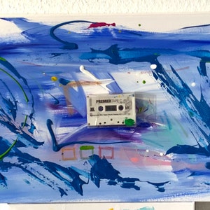 Arte acrílica DJ Tape Berlin Abstract Mixed Media Sound Canvas Hip Hop Old School