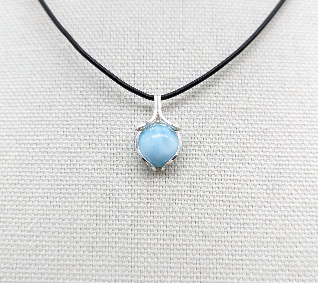 Silver Larimar Pendant .925 Sterling Silver Handmaid Etsy