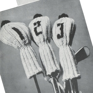 Knitted Golf Club Cover - Vintage Knitting Pattern from the 1950s - PDF Download