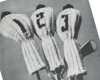 Knitted Golf Club Cover - Vintage Knitting Pattern from the 1950s - PDF Download