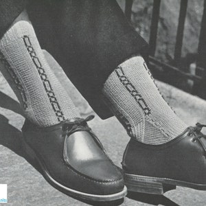 Men&#39;s Knitted Cable Pattern Socks - Vintage Knitting Pattern from the 1950s - PDF Download