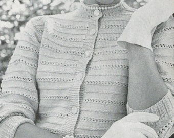 1950s Women’s Knitted Cardigan – Vintage Knitting Pattern (PDF)