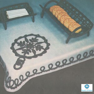Crochet Card Table Accessories - Vintage Crochet Pattern from the 1950s - PDF Download