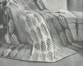 Crochet Leaves Pattern Afghan  - Vintage Crochet Pattern from the 1950s - PDF Download