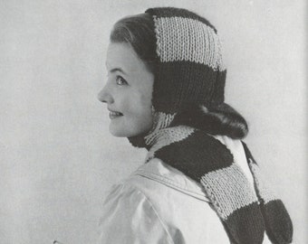 Women's Knitted Scarf - Vintage Knitting Pattern from the 1960s - PDF Download - Beginner Friendly