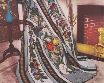 Spring Bouquet Crochet Afghan Blanket - Vintage Crochet Pattern from the 1950s - PDF Download
