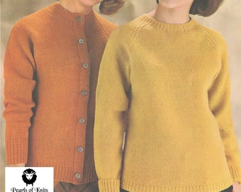 Women's Knitted Jumper - Women's Knitted Sweater - Vintage Knitting Pattern from the 1960s - PDF Download