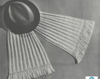 Men's Knitted Cable Scarf - Vintage Knitted Pattern from the 1940s - PDF Download