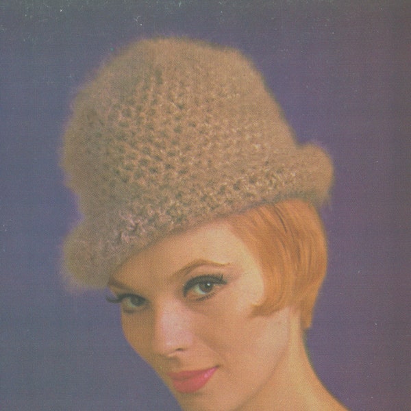 Women's Crochet Bowler Style Hat - Vintage Crochet Pattern from the 1960s - PDF Download