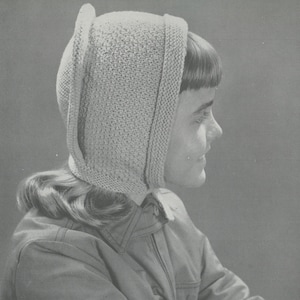 Girl&#39;s Knitted Cap - Vintage Knitting Pattern from the 1960s - PDF Download