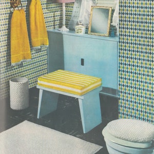 Crochet Toilet Seat Cover - Vintage Crochet Pattern from the 1950s - PDF Download Draft