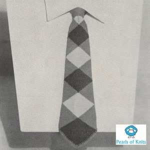 Men&#39;s Knitted Diamond Pattern Tie - Vintage Knitted Pattern from the 1940s - PDF Download