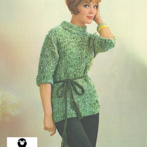Women&#39;s Knitted Young and Simple Sweater - Vintage Knitting Pattern from the 1960s - PDF Download