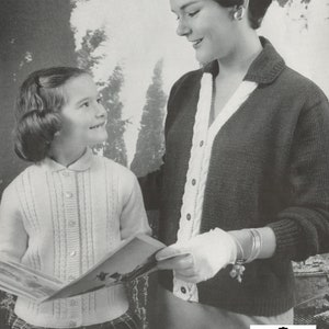 Women&#39;s Knitted Cardigan - Girl&#39;s Knitted Cardigan - Vintage Knitting Pattern from the 1950s - PDF Download