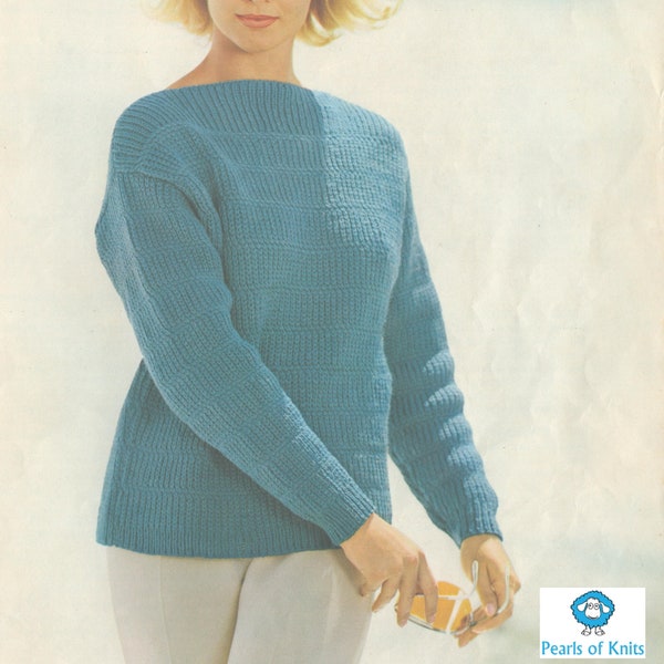 Women's Knitted Luxuriously Elegant Sweater - Vintage Knitted Pattern from the 1960s - PDF Download