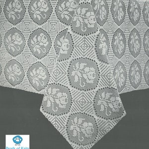 Crochet Rose Window Tablecloth - Vintage Crochet Pattern from the 1950s - PDF Download