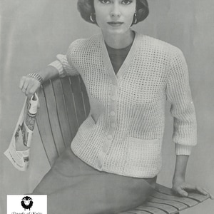 Women&#39;s Crochet Cardigan - Vintage Crochet Pattern from the 1950s - PDF Download
