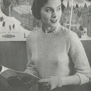Women&#39;s Shetland Knitted Cable Stitch Sweater - Vintage Knitting Pattern from the 1950s - PDF Download