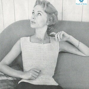 Pull sans manches au crochet pour femme - Patron de tricot vintage des années 50 - Téléchargement instantané