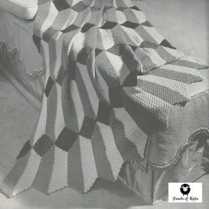 Crochet Geometric Pattern Blanket - Vintage Crochet Pattern from the 1950s - PDF Download