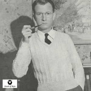 Men&#39;s Knitted Sports Sweater - Vintage Knitting Pattern from the 1940s - PDF Download
