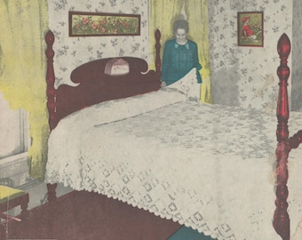 Crochet Colonial Pop Corn Pattern Bedspread - Vintage Crochet Pattern from the 1930s - PDF Download