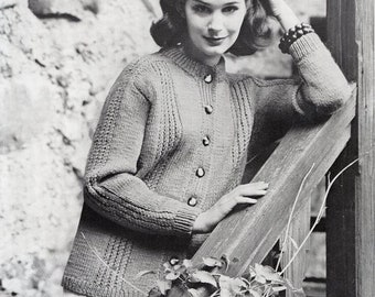 Vintage Ladies Cardigan Knitting Pattern PDF