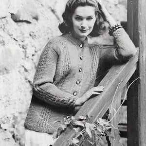 Vintage Ladies Cardigan Knitting Pattern PDF