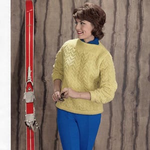 Patron Tricot Vintage Femme • Pull à Torsades Années 60 • PDF 1960s • Pull Rétro Câbles • Modèle Femme • Téléchargement Instantané