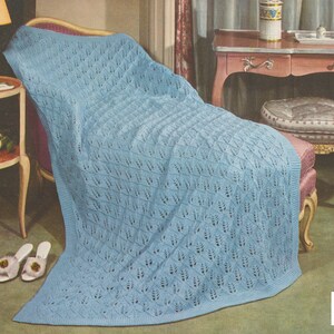 Knitted Jiffy Knit Afghan - Vintage Knitting Pattern from the 1950s - PDF Download