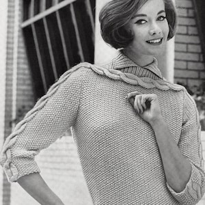 Vintage Knitting Pattern - Women’s 60’s Cable Sweater - PDF Download - 60’s retro 1960’s Women’s Pullover - Cable Jumper