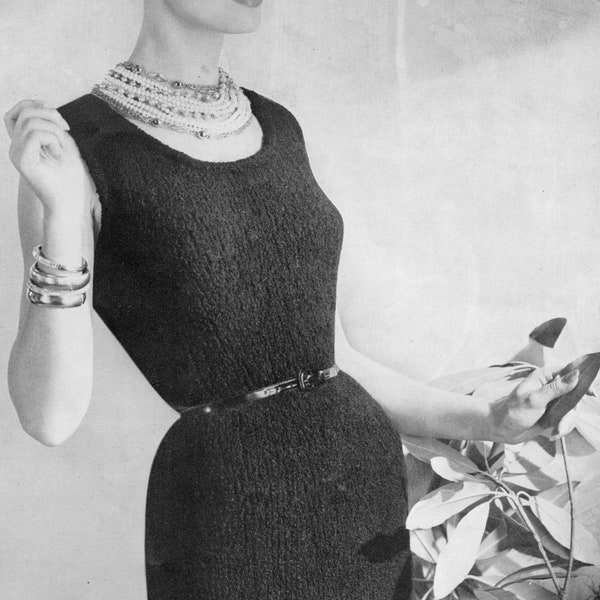 Vintage Knitting Pattern - Women’s 60’s Elegant Dress - PDF Download - 60’s retro 1960’s Women’s Dress