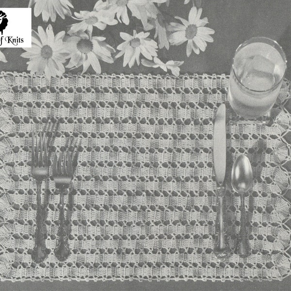Crochet Shaded Lattice Place Mat - Vintage Crochet Pattern from the 1950s - PDF Download
