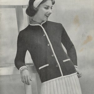 Women&#39;s Knitted Buttoned Cardigan - Vintage Knitting Pattern from the 1950s - PDF Download
