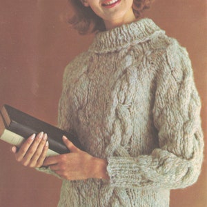 Women&#39;s Cable Knit Sweater - Vintage Knitting Pattern from the 1960s - PDF Download