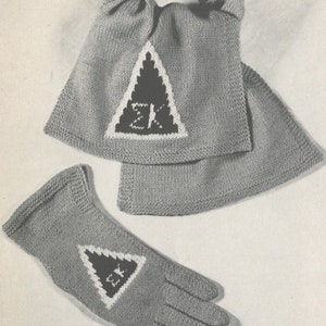 Knitted For One Alone Scarf - Knitted For One Alone Gloves - Vintage Knitting Pattern from the 1940s - PDF Download
