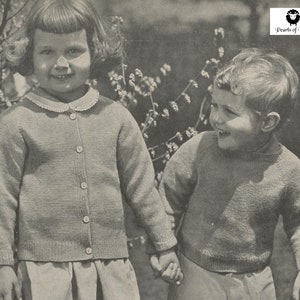 Tweedledum and Tweedledee Raglan Twin Sweater Set - Vintage Knitting Pattern from the 1940s - PDF Download