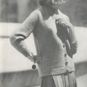 Women&#39;s Knitted Buttoned Sweater - Vintage Knitting Pattern from the 1950s - PDF Download